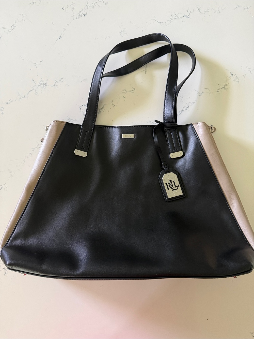 Ralph Lauren Black and Tan Tote
